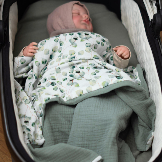 Musselin Babydecke - Eukalytus 100×70 cm – Leicht, weich & perfekt für Frühling und Sommer