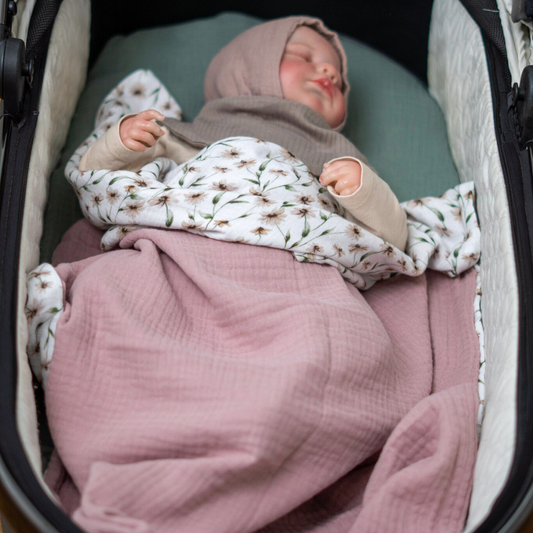 Musselin Babydecke - rosé 100×70 cm – Leicht, weich & perfekt für Frühling und Sommer