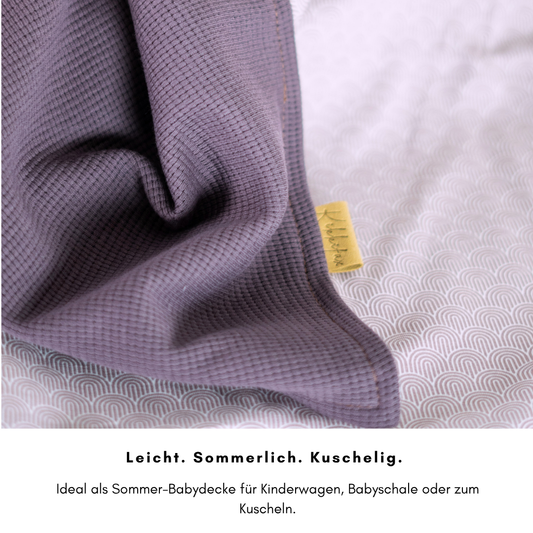 Babydecke Waffeljersey & Jersey - Violett 100×70 cm – Sommerdecke für Kinderwagen, Babyschale & Zuhause