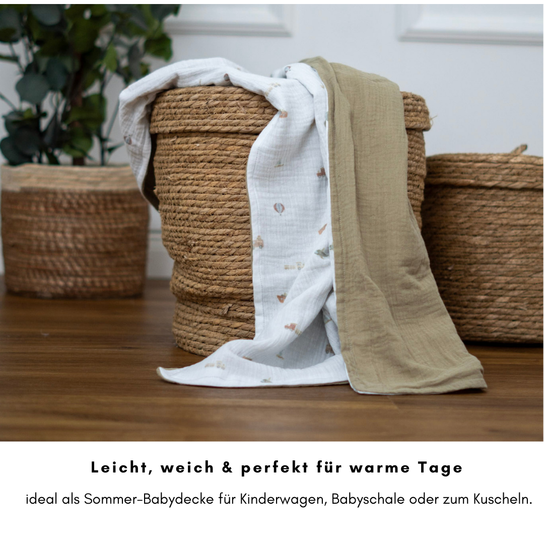 Musselin Babydecke - beige 100×70 cm – Leicht, weich & perfekt für Frühling und Sommer