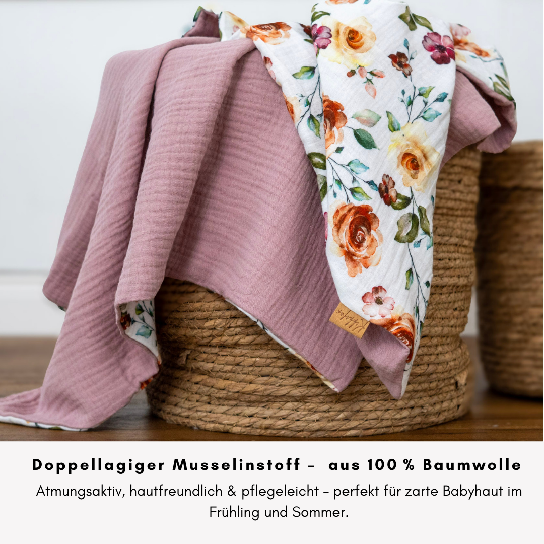 Musselin Babydecke 100×70 cm – Leicht, weich & perfekt für Frühling und Sommer