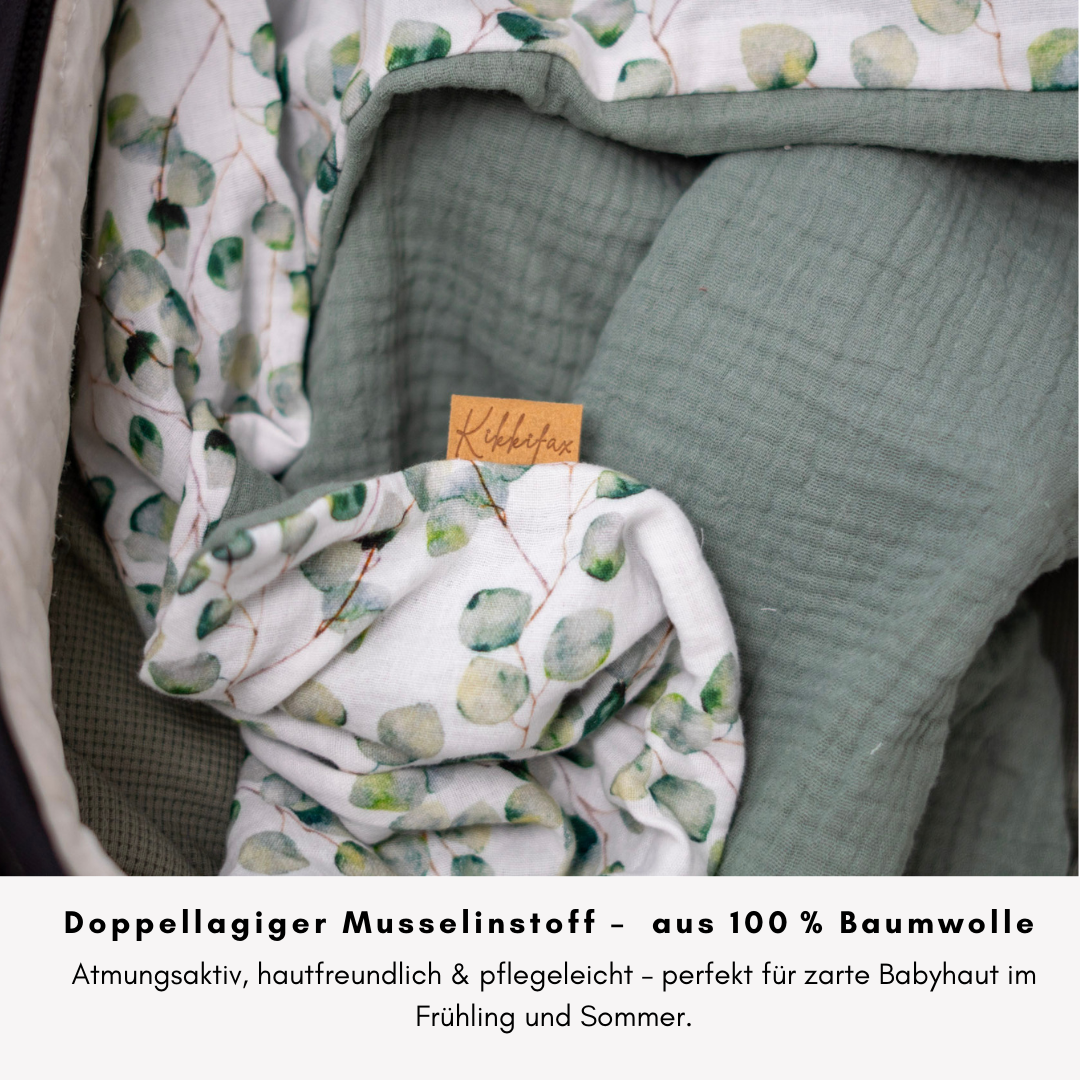 Musselin Babydecke - Eukalytus 100×70 cm – Leicht, weich & perfekt für Frühling und Sommer