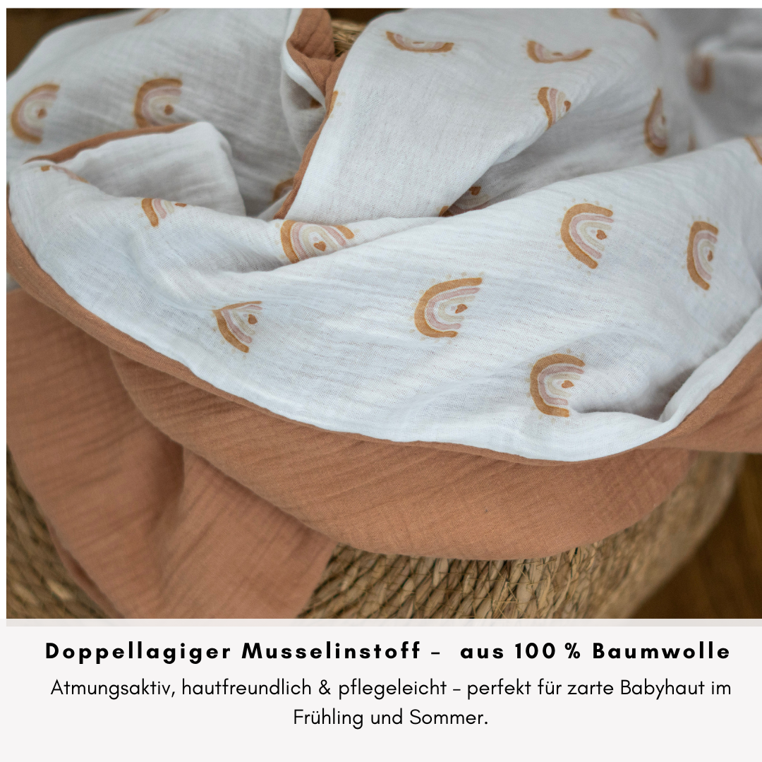 Musselin Babydecke - Caramel 100×70 cm – Leicht, weich & perfekt für Frühling und Sommer (Kopie)