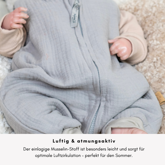 Musselin-Schlafsack mit Füßen – Für kleine Entdecker mit Freiheitsdrang "beige"
