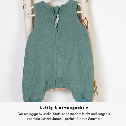 Musselin-Schlafsack mit Füßen – Für kleine Entdecker mit Freiheitsdrang "Mint"