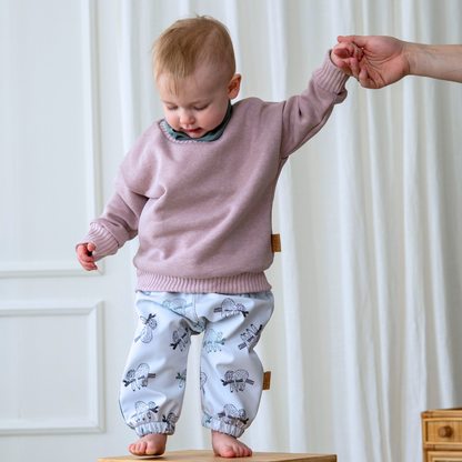 Kikkifax Softshell-Hose für Kinder – winddicht, wasserabweisend & warm mit Faultieren