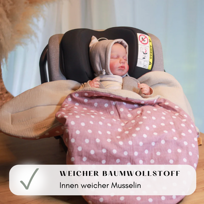 Einschladecke für die Babyschale Frühling-Sommer Dots beige