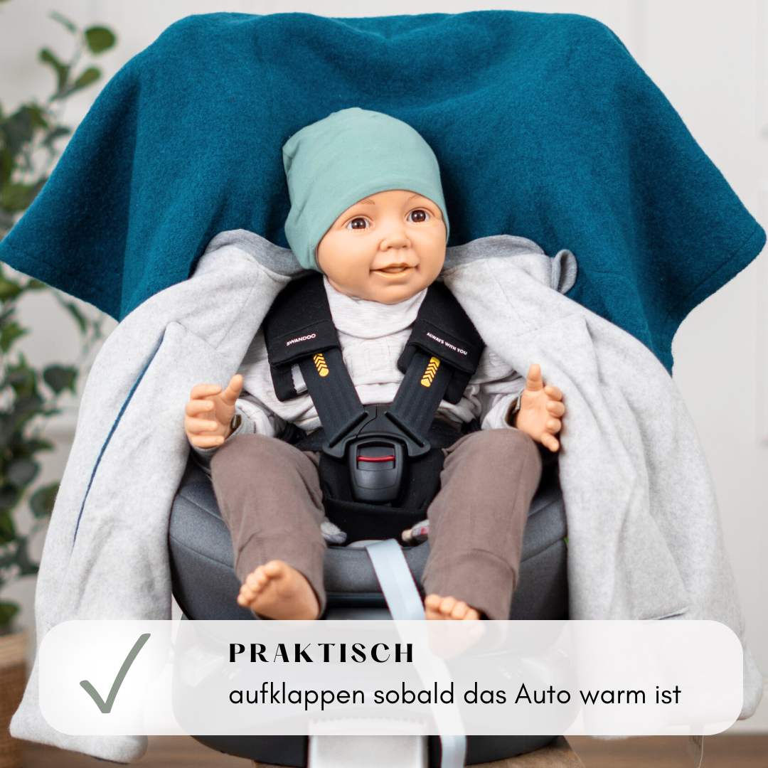 Kindersitzponcho Wollwalk "turquoise"