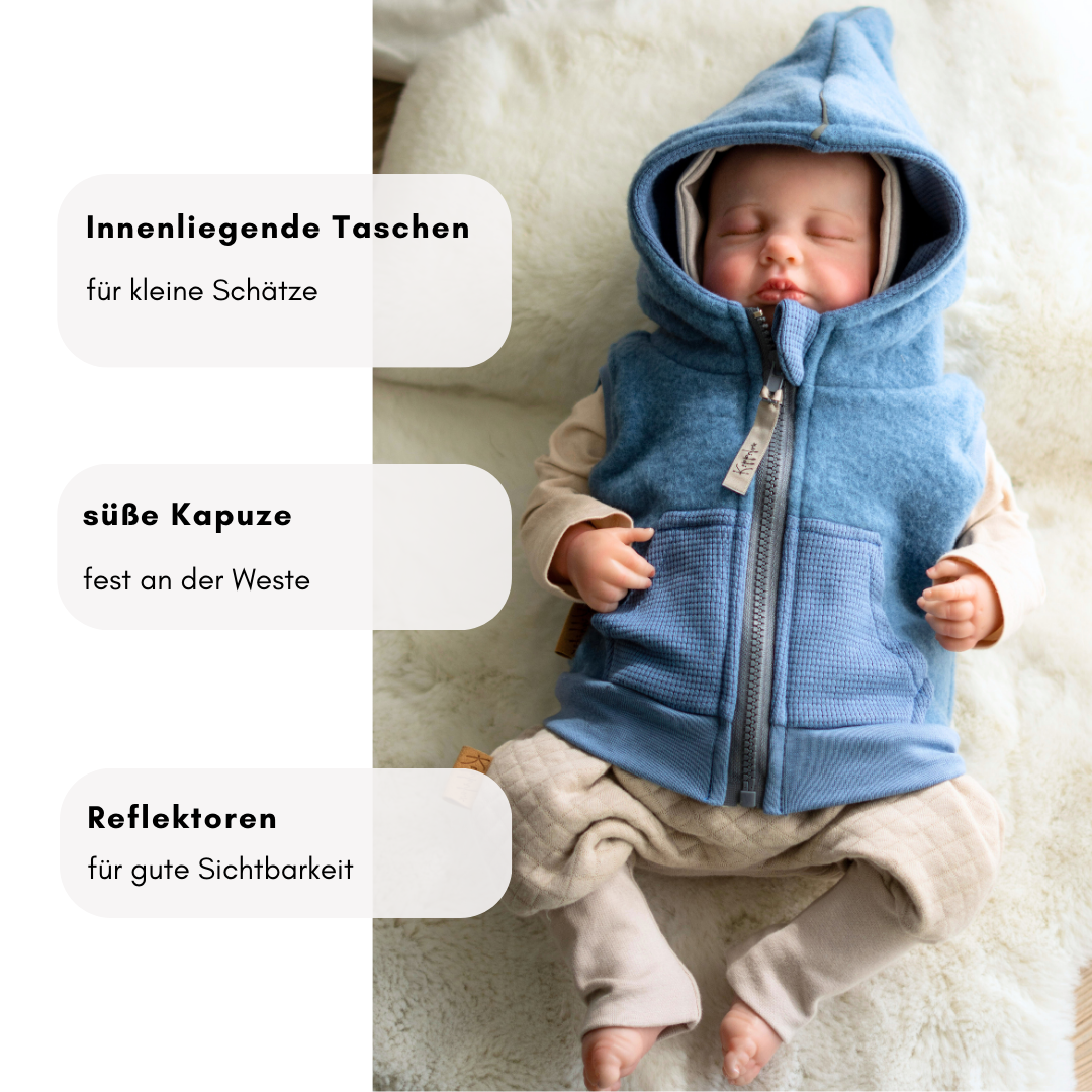 Weste aus Baumwollfleece - blau -
