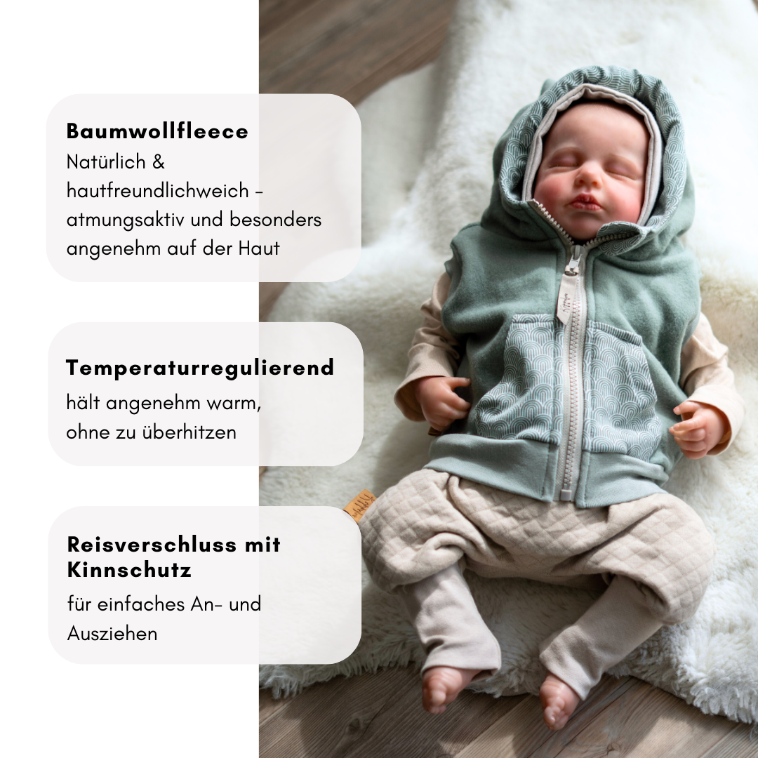 Weste aus Baumwollfleece – ideal für frische Tage, mit Reißverschluss und reflektierenden Details