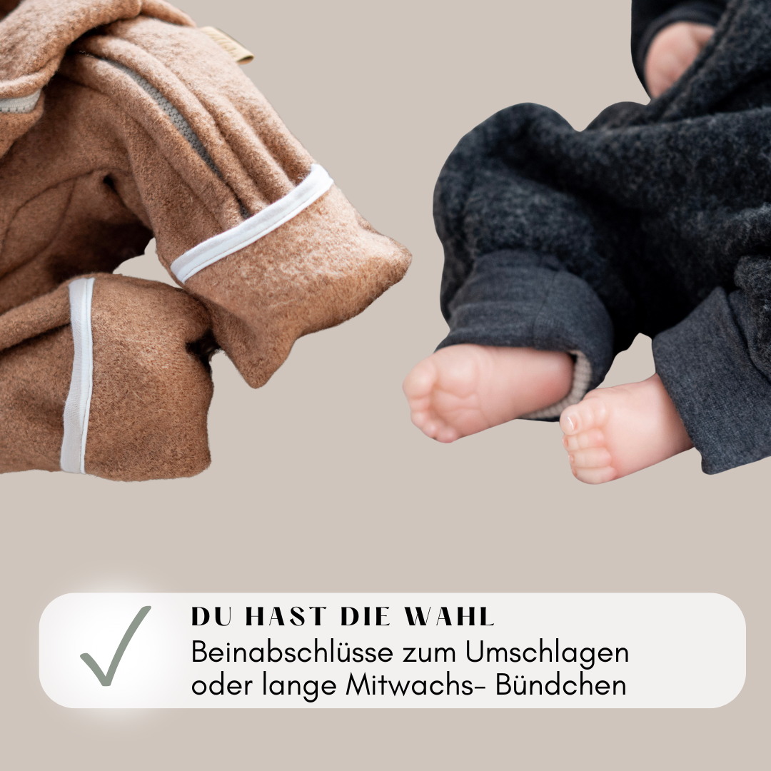 Wollfleece Newborn Overall - Anthrazit -