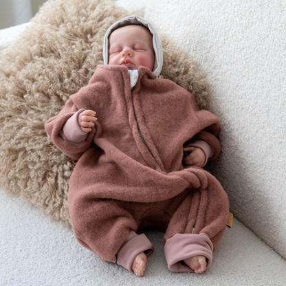 Wollfleece Overall für Babys – ideal für jede Jahreszeit, mit wählbarer Fütterung - Altrosa