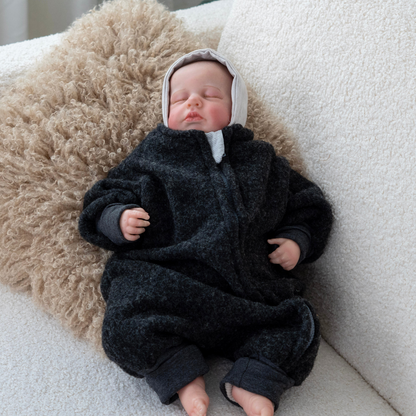 Wollfleece Overall für Babys – ideal für jede Jahreszeit, mit wählbarer Fütterung - Altrosa