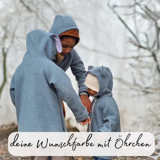 Wollwalk-Jacke in Wunschfarbe mit Öhrchen