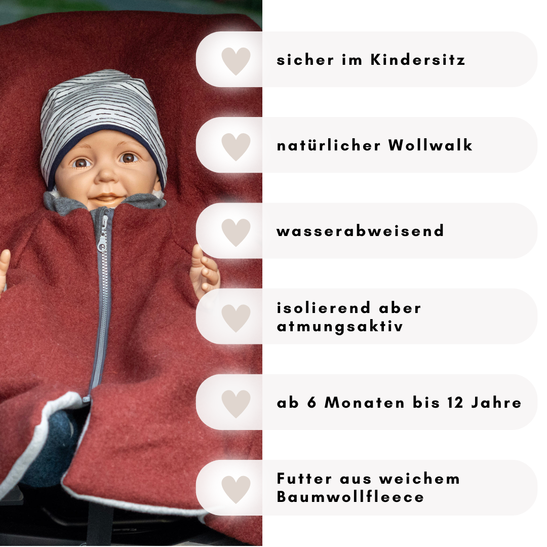 Kindersitzponcho Wollwalk "Pure Terra"