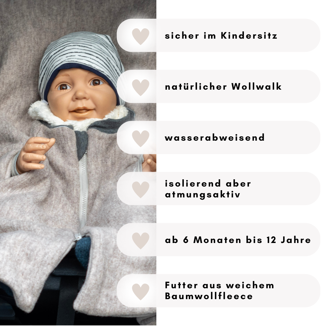 Kindersitzponcho Wollwalk "Pure Cream"