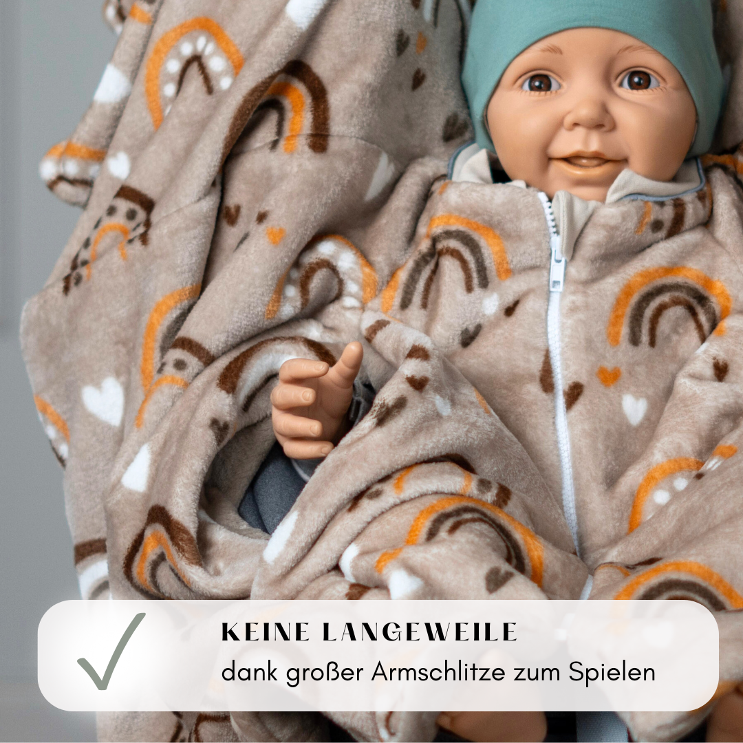 Kindersitzponcho "flauschiger Regenbogen"