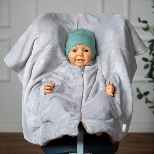 Kindersitzponcho "flauschig grau"