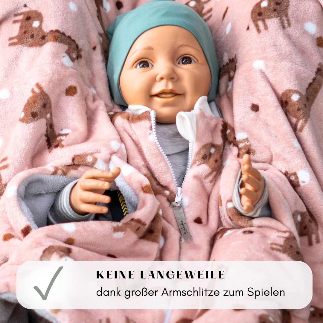 Kindersitzponcho "flauschige Giraffe rosé"