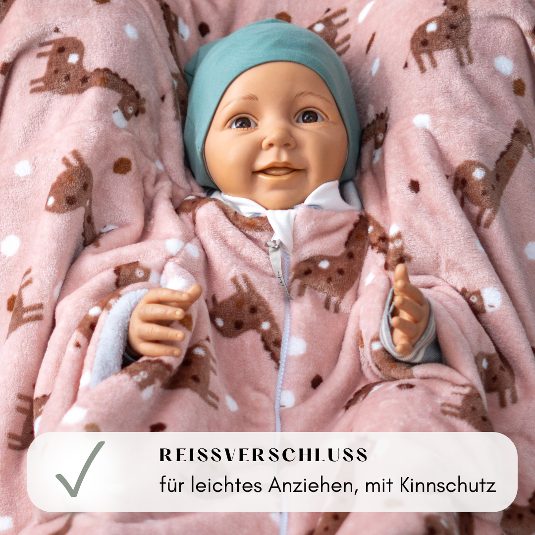 Kindersitzponcho "flauschige Giraffe rosé"