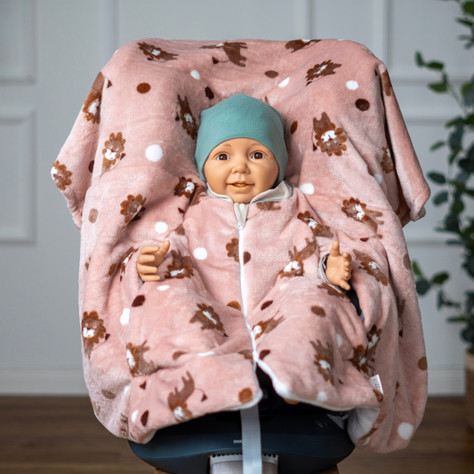 Kindersitzponcho "flauschiger Löwe rosé"