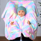 Kind im Kindersitz-Poncho aus Fleece – sicher & warm unterwegs - Hologram Unicorn