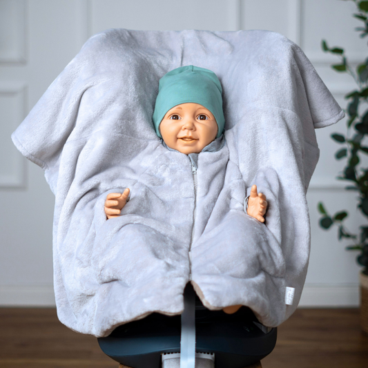 Kindersitzponcho "flauschig grau"