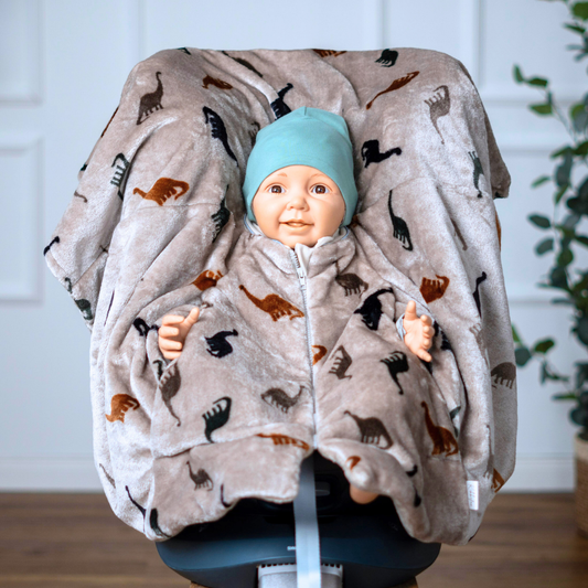 Kindersitzponcho "flauschiger Dino"