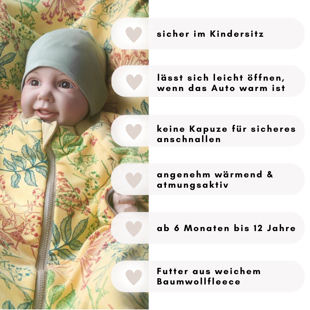 Kindersitzponcho Happy "Floral gelb"