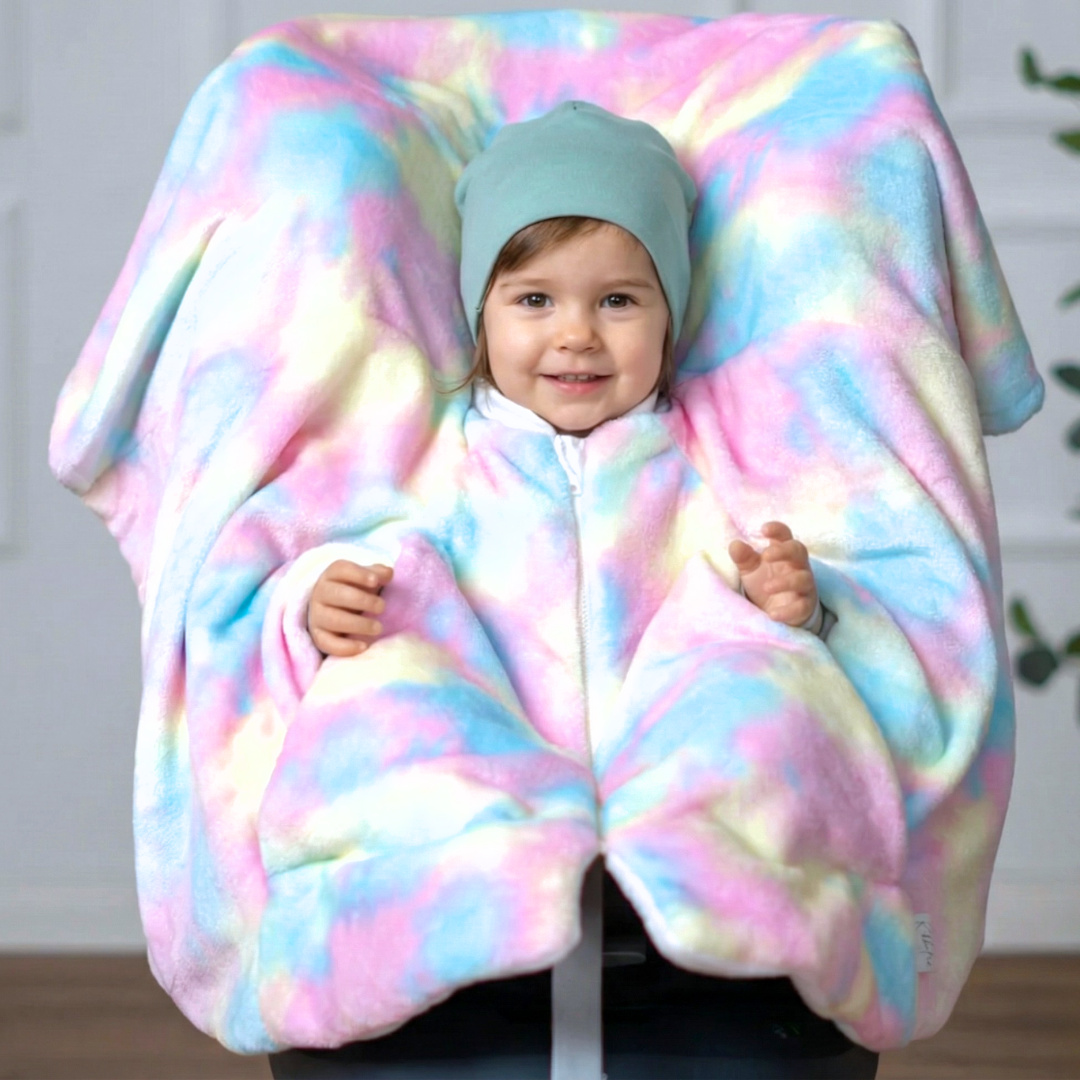 Kindersitzponcho aus Fleece - Holi - warm und mitwachsend ab 6 Monaten bis 12 Jahren