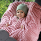 Kindersitzponcho aus Bambusfleece in Rosa - warm und mitwachsend ab 6 Monaten bis 12 Jahren