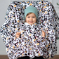 Kindersitzponcho aus Fleece - Silver Panther - warm und mitwachsend ab 6 Monaten bis 12 Jahren