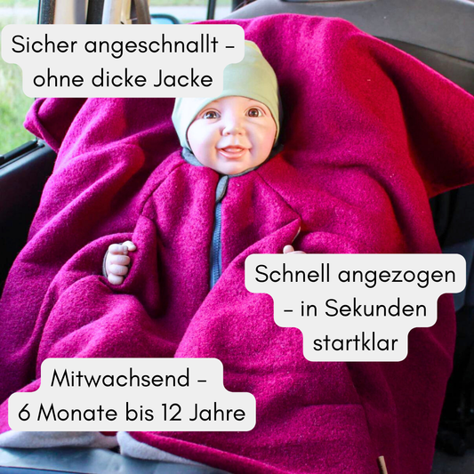 Kindersitzponcho Wollwalk "Raspberry"