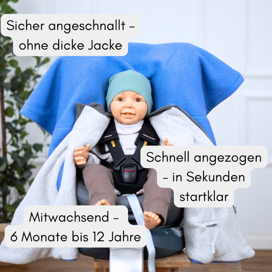 Kindersitzponcho Wollwalk "Blue"