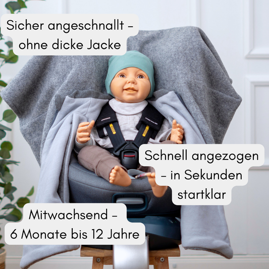 Kindersitzponcho Wollwalk "Pure Grey"