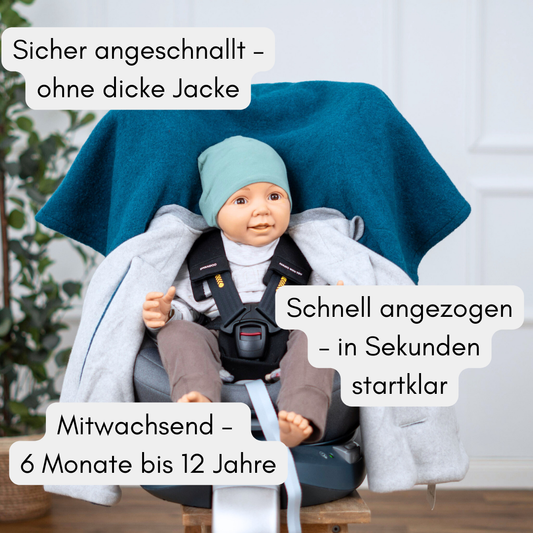 Kindersitzponcho Wollwalk "turquoise"