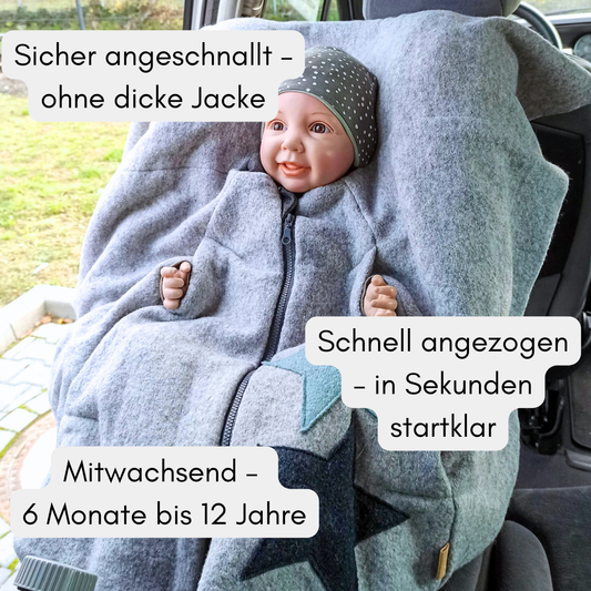 Kindersitzponcho Wollwalk "grau"