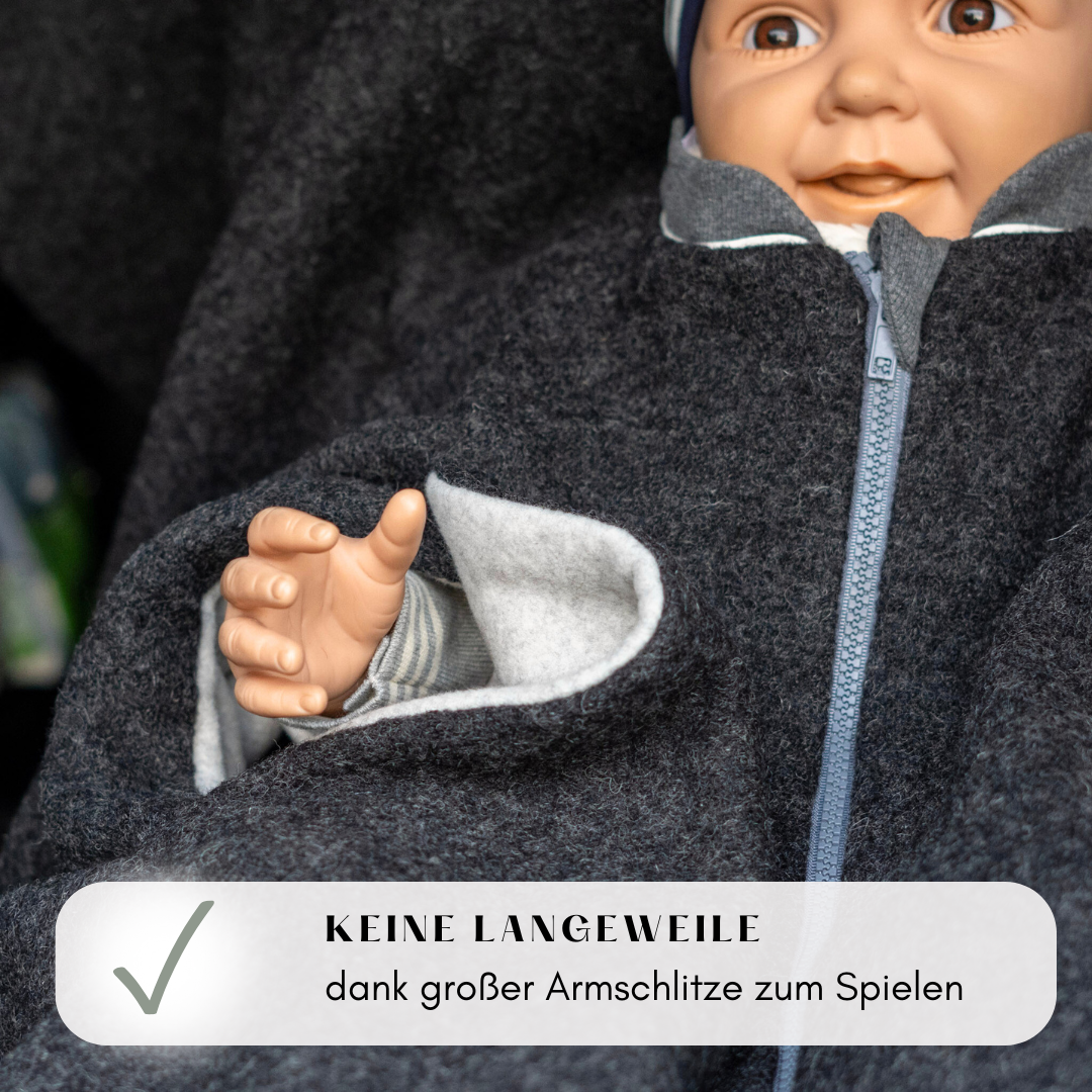 Kindersitzponcho Wollwalk "Anthrazit"