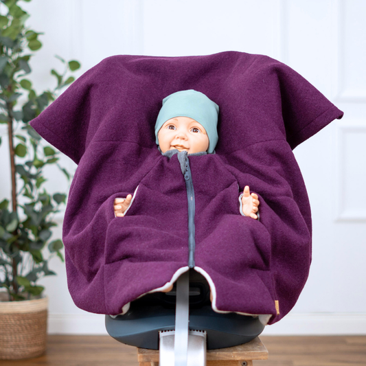 Kindersitzponcho Wollwalk "Aubergine"