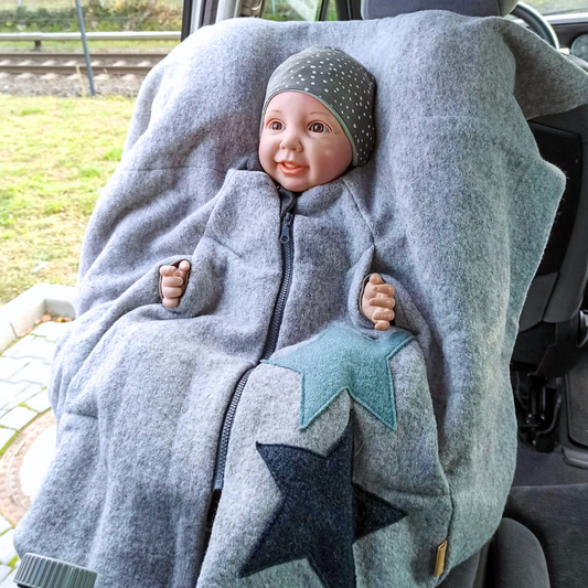 Kindersitzponcho Wollwalk "grau"