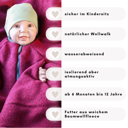 Kindersitzponcho Wollwalk "Raspberry"