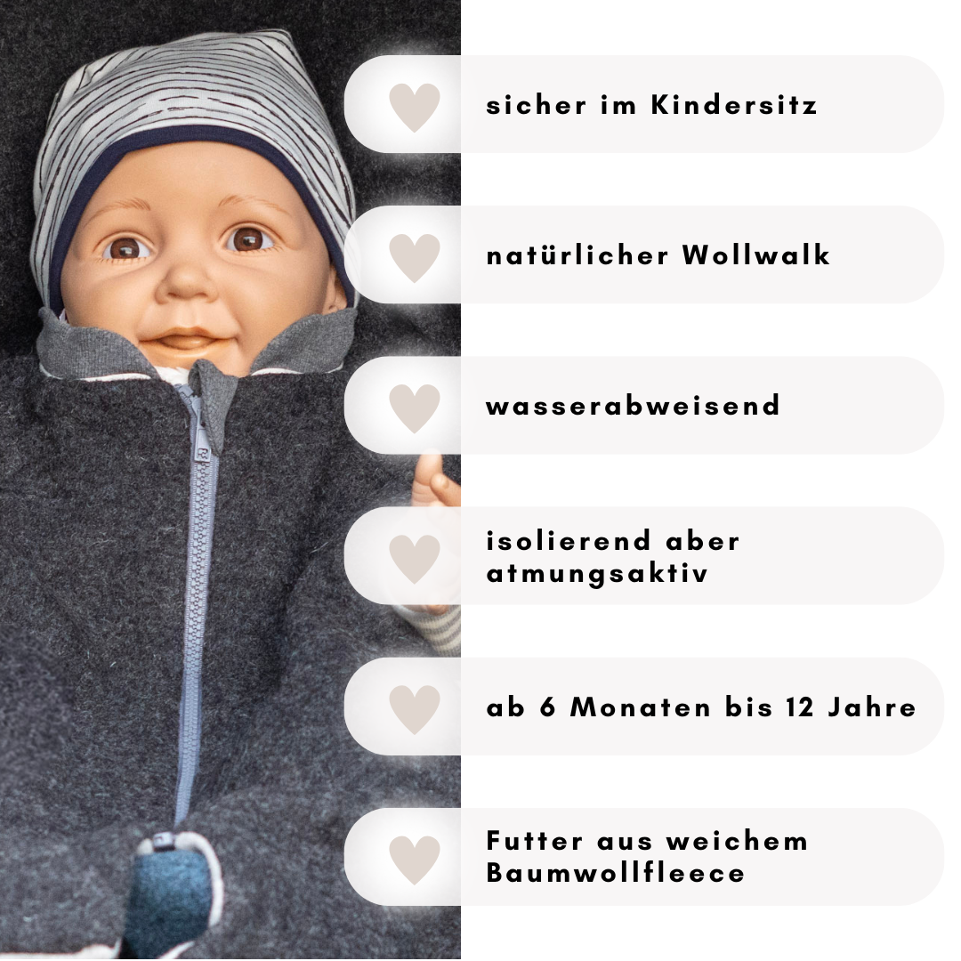 Kindersitzponcho Wollwalk "Anthrazit"