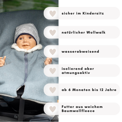 Kindersitzponcho Wollwalk "Pure Mint"