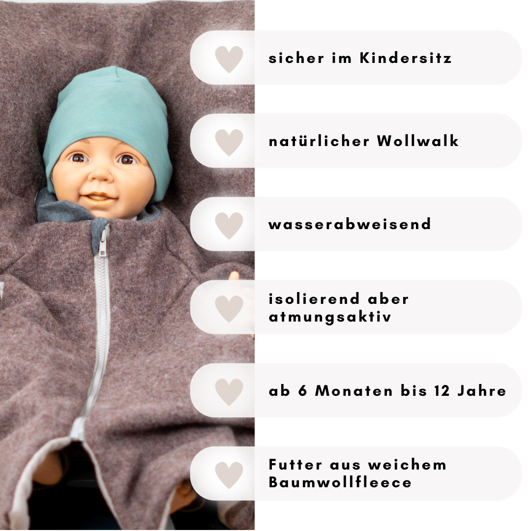 Kindersitzponcho Wollwalk "Pure Hazel"