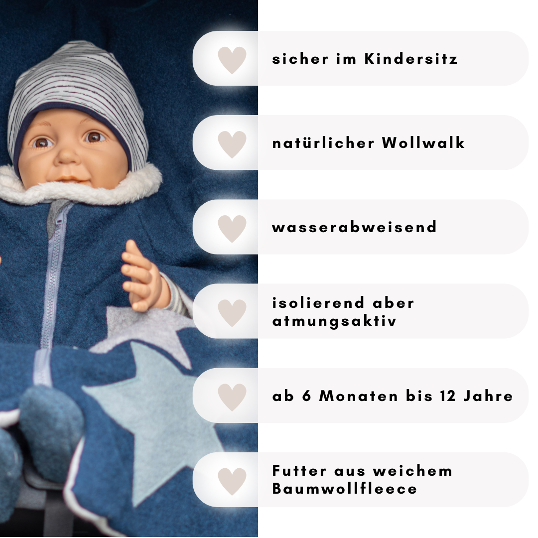 Kindersitzponcho Wollwalk "Petrol"