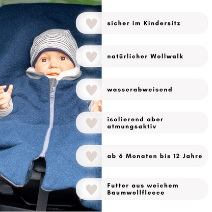 Kindersitzponcho Wollwalk "Pure Petrol"