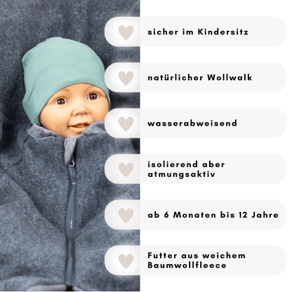 Kindersitzponcho Wollwalk "Pure Mouse"