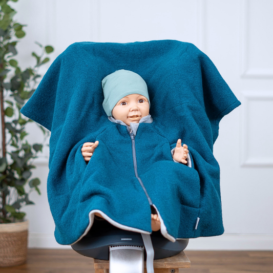 Kindersitzponcho Wollwalk "turquoise"