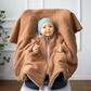 Kind im Kindersitzponcho Wollwalk – sicher anschnallen ohne dicke Jacke - Karamell Beige