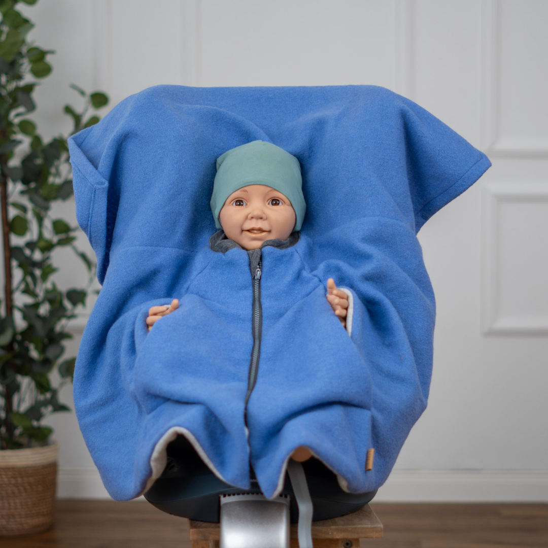 Kindersitzponcho Wollwalk "Blue"